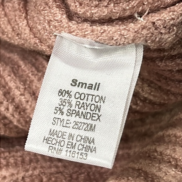 THYME & HONEY NWT Pink/Black Bow Ruffle Cuff Mock Neck Boho/Cottage Sweater S - Picture 12 of 15